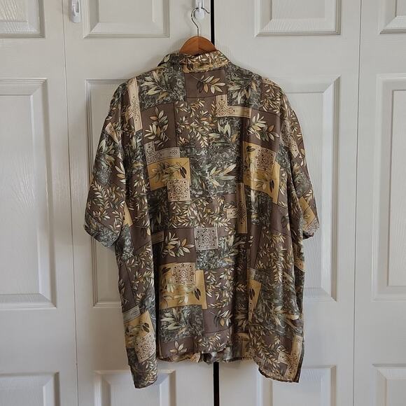 Vintage Grove Avenue Womens Button Front Top Size 5X 100% Silk Tropical Vacation - Picture 2 of 9
